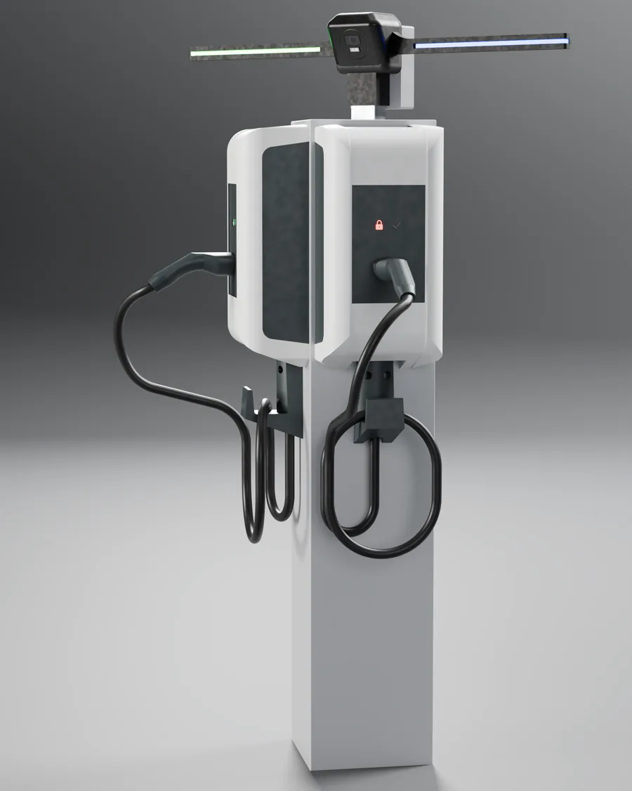 Charging station with camera and LED display